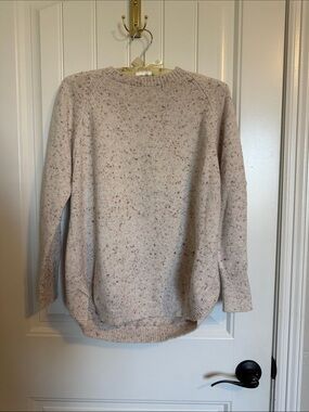 LOFT Small Petite Speckled Crewneck Sweater Cream